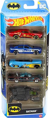 Miniatura 6 de Hot Wheels Batman - Juego de 5 autos de juguete con temática de Batman en escala 1:64 (los estilos pueden variar)