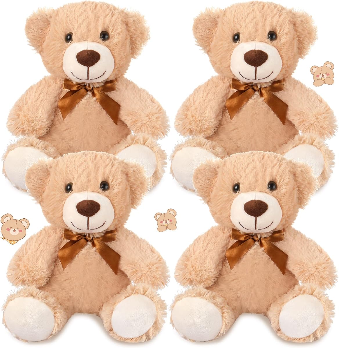 4 Pack 14 Inches Teddy Bears Plush Stuffed Animals Cute Soft Bears Gifts Bulk for Women BFF Girlfriend(Light Brown)