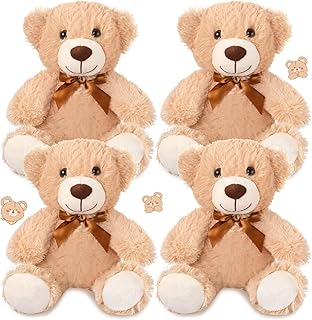 Civaner 4 Pack 14 Inches Teddy Bears Plush Stuffed Animals Cute Soft Bears Gifts Bulk for Women BFF Girlfriend(Light Brown)