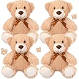 4 Pack 14 Inches Teddy Bears Plush Stuffed Animals Valentine Cute Soft Bears Gifts Bulk for Women BFF Girlfriend(Light Brown)