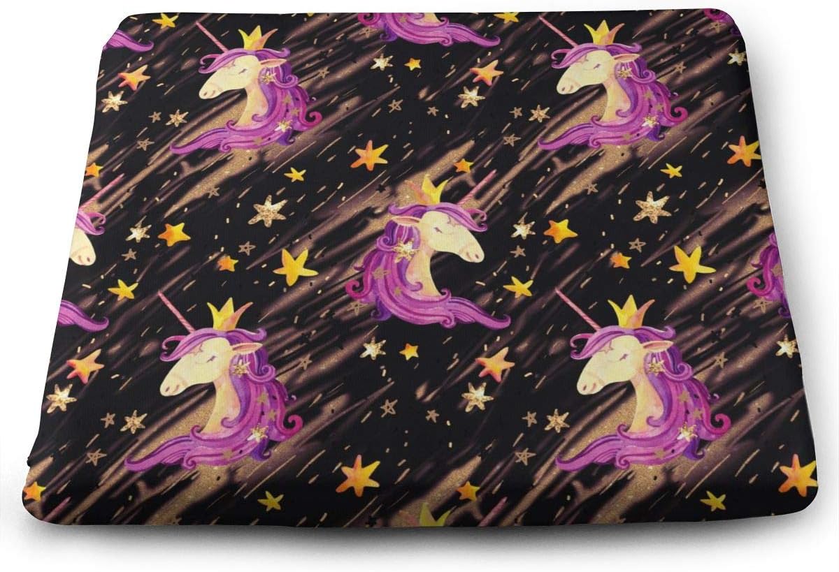 Randolph Wordsworth Fairy Cute Purple Unicorn Princess Crown Seat Cushion Memory Foam Dining Chair Pads Stool Butt Seat Pillow Cushions for Pressure Pain Relief Offices Wheelchairs Kitchens Cars
