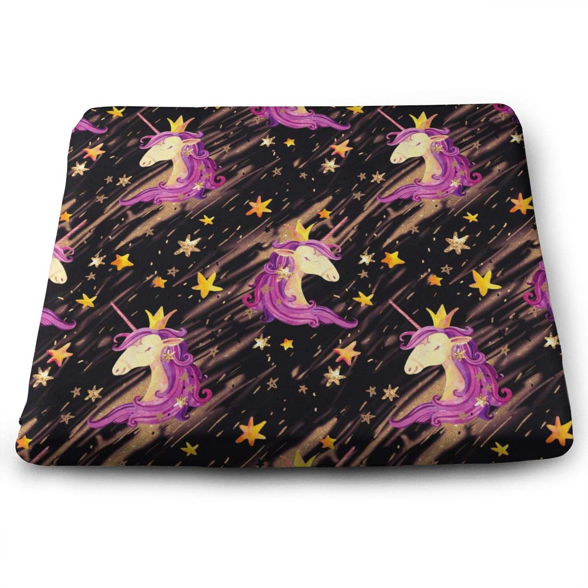 Randolph Wordsworth Fairy Cute Purple Unicorn Princess Crown Seat Cushion Memory Foam Dining Chair Pads Stool Butt Seat Pillow Cushions for Pressure Pain Relief Offices Wheelchairs Kitchens Cars