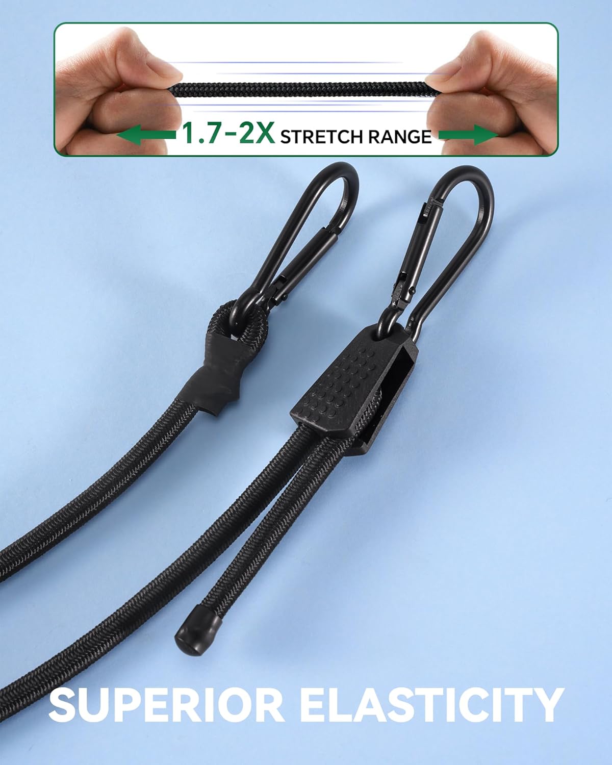 30 Pcs Adjustable Carabiner Bungee Cords Assorted Sizes, Includes 18'' 24'' 36'' 48'' 60" Bungee Straps with Hooks, 10" Mini Bungee Cord, 6" Ball Bungees and Tarp Clips, Great for Cargo, Bike, Cart - Image 3