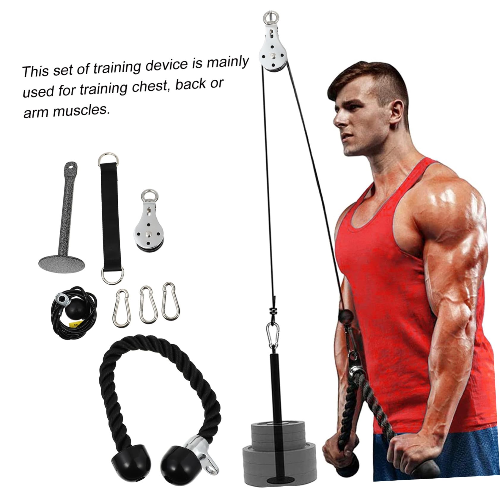 KOMBIUDA 1set Attrezzature per Allenamento Puleggia per Allenare Braccia e Schiena Facile Installare e Utilizzare Alta e Durata Accessorio per Palestra per Fitness e Riabilitazione