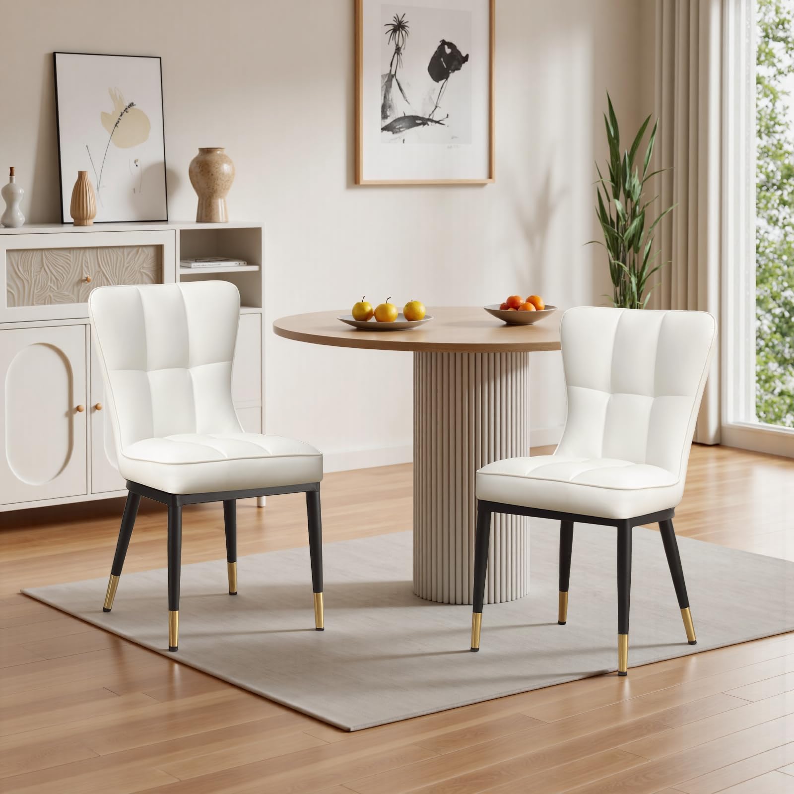 Bekrvio 200KG Belastbar Esszimmerstühle 2Er Set, （8cm dick） Kunstleder Stühle Esszimmer, Einteiliger Metallbeinen Küchenstühle Mit Lehne, Leichter Luxus-Polsterstuhl Fü Küche Esszimmer Wohnzimmer