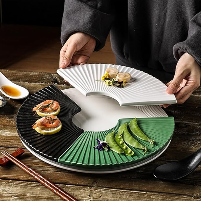 Plato Cerámico Sushi Abanico Blanco 27.7 cm miniatura 2