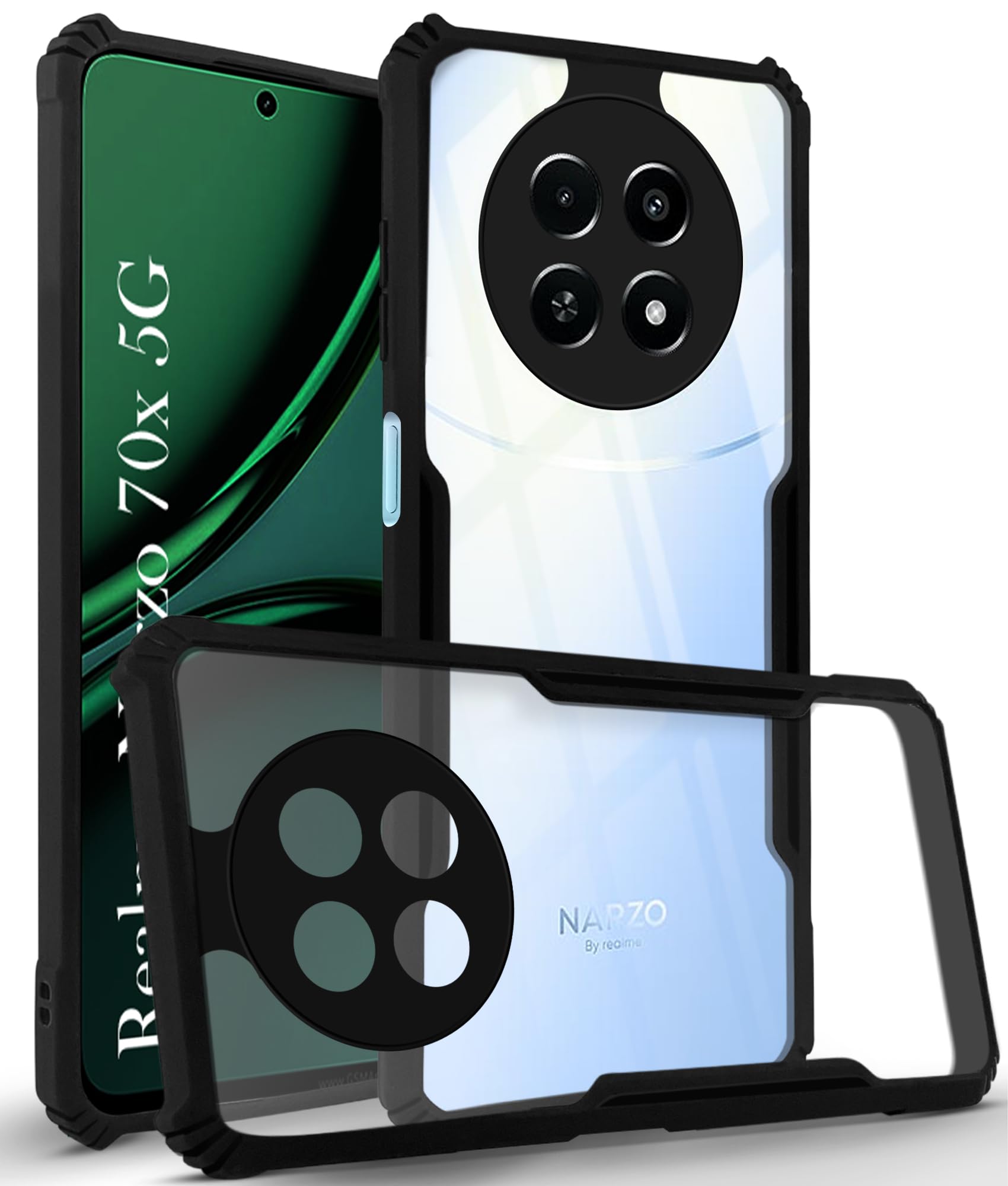 Jkobi Back Cover Case for Realme Narzo 70x 5G (Shockproof with Polycarbonate Clear Panel | Professional Black) (B0D2QNP1HP) Amazon Price History, Amazon Price Tracker