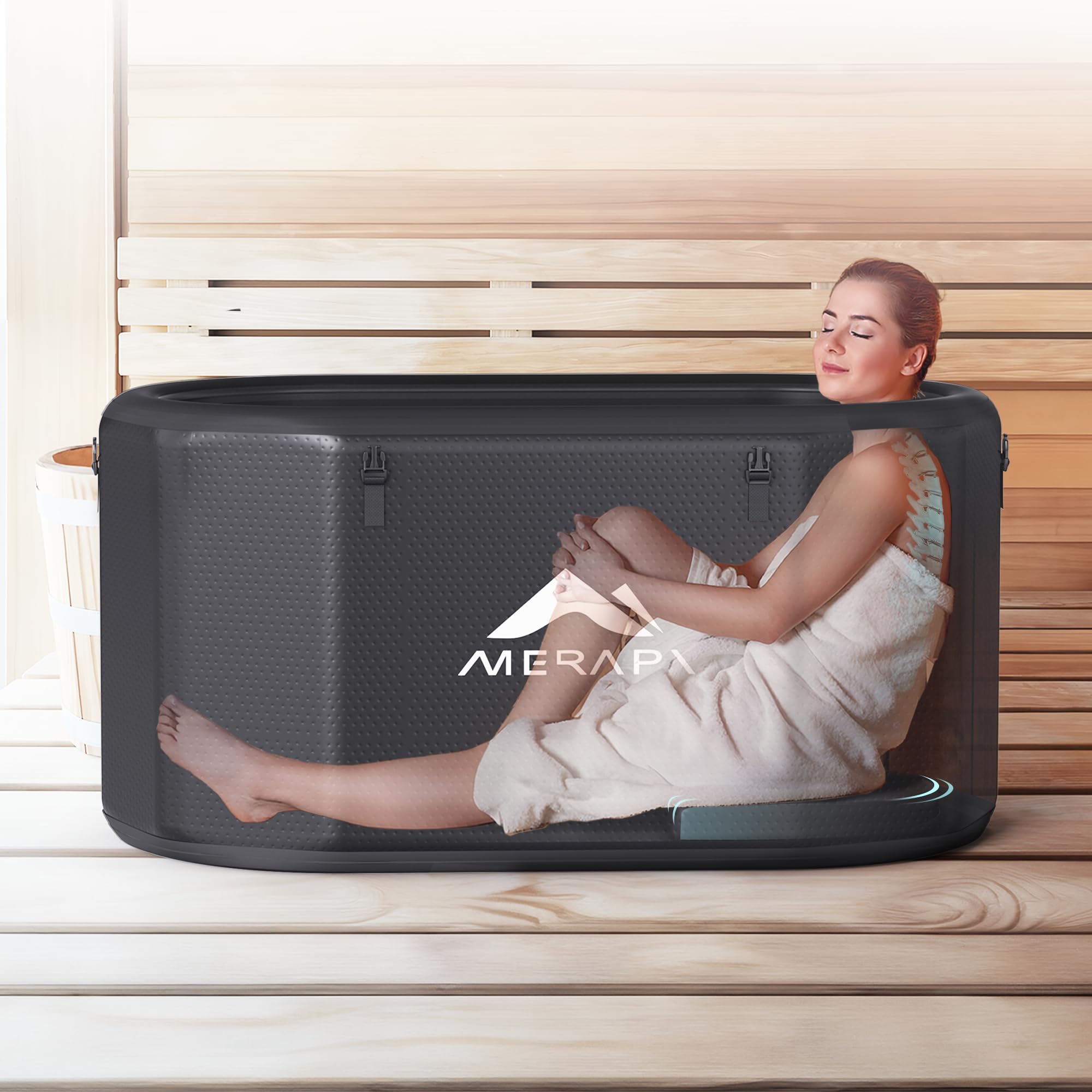 Photo 1 of Merapi XL 170 Gal Cold Plunge Tub with Seat Cushion, 57in Large Inflatable Ice Bath Tub for Athletes Recovery, Portable Ice Bath Tub Compatible with Water Chiller, w/Dust Cover, Pump & Storage Bag