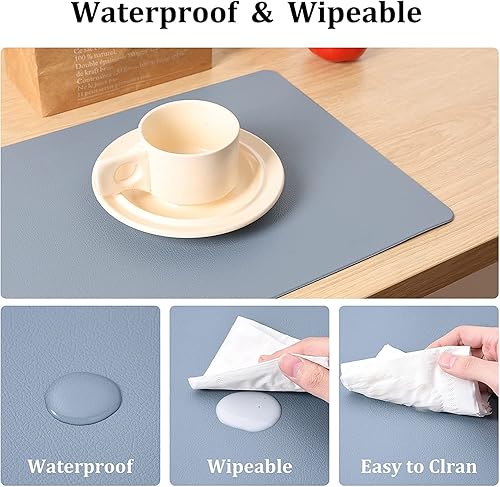 Miniatura 2 de Akoatail, Juego de 6 manteles individuales negros lavables, resistentes al calor, lavables, impermeables, de piel en forma de lágrima, adecuados