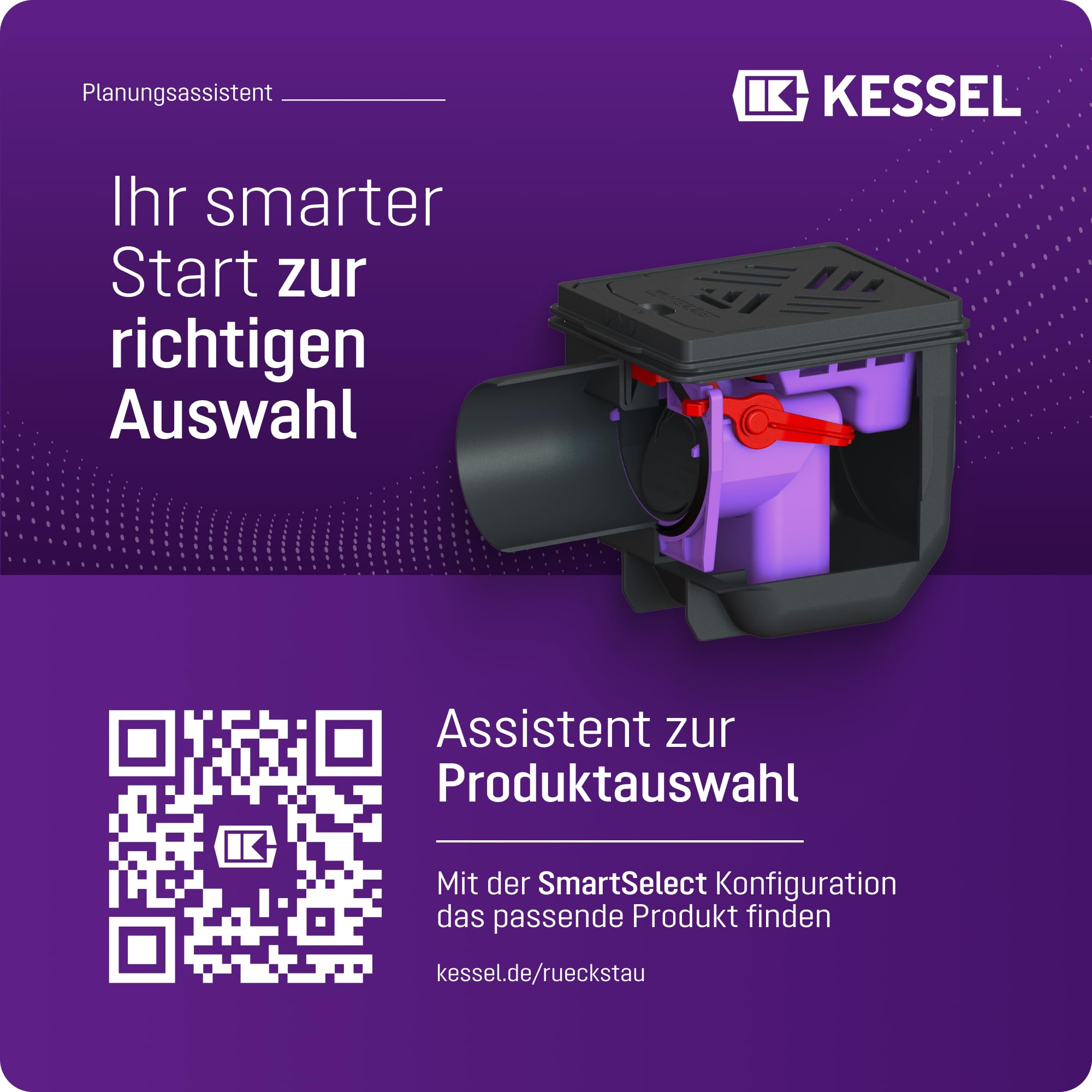 KESSEL Kellerablauf Drehfix DN 100 Typ 5-27301 Schlitzrost Kunststoff schwarz | Bodenablauf mit integriertem Rückstauverschluss 2 Klappen + handverriegelbarer Notverschluss | Schlammeimer | EN 1253