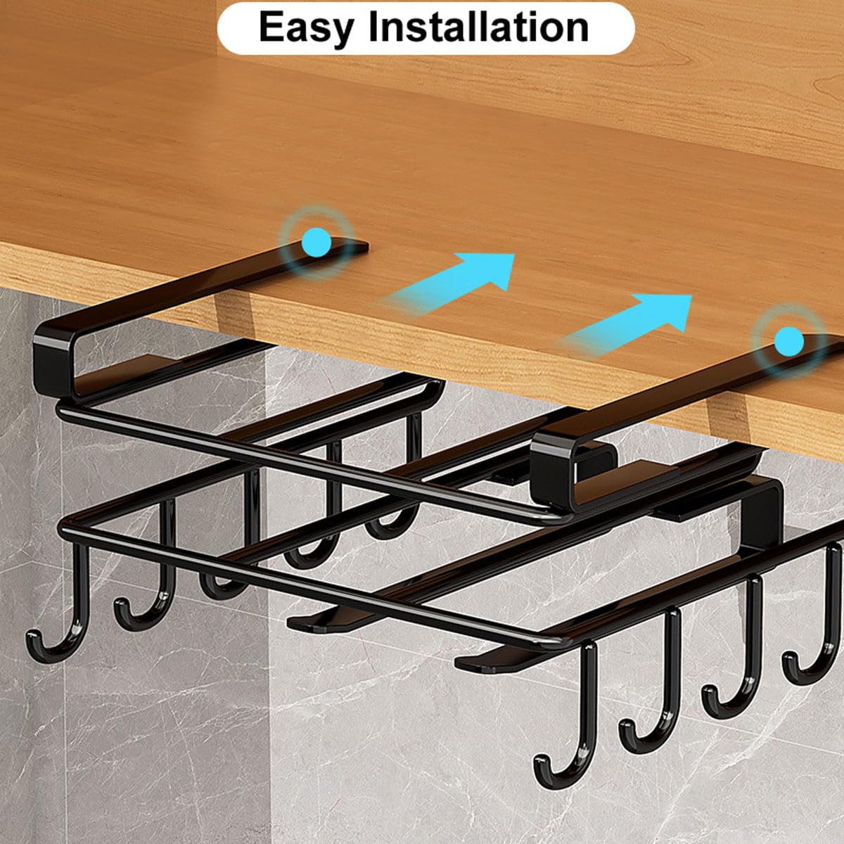Cesta de almacenamiento de metal para colgar debajo del estante para cocina con soporte para tabla de cortar, soporte para rollo y ganchos, estante para armario que ahorra espacio, solución de