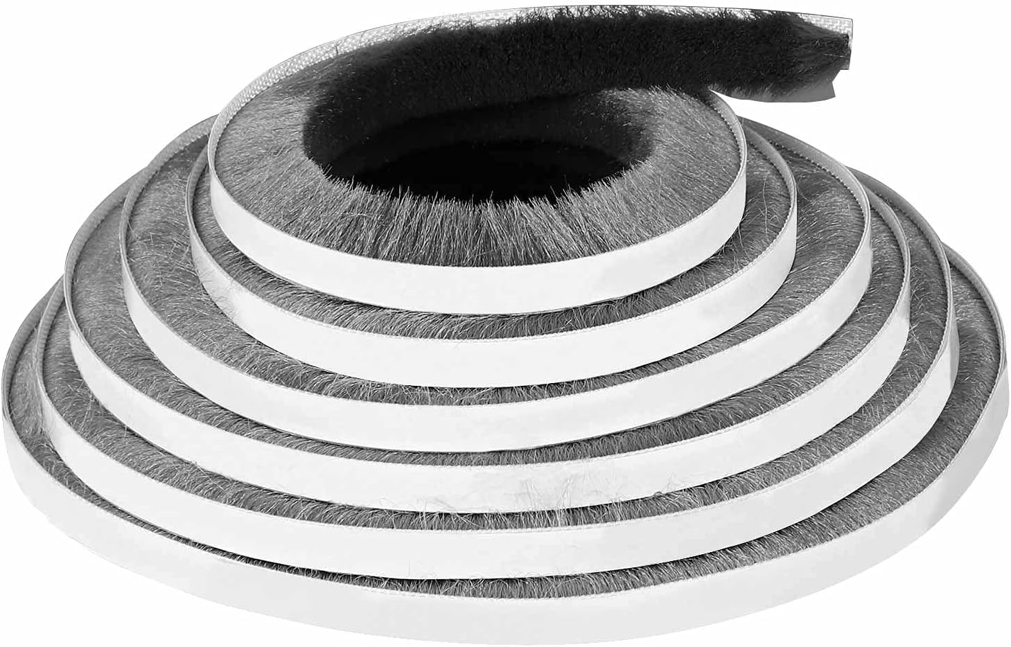 Door Brush Seal, 33Feet, 10m Long Felt Pile Weather Stripping for Doors, Weather Strip for Windows Cabinet, Self Adhesive Draft Blocker, Dust Stopper Sliding Door Seal Winter, Grey, Brush 9mm