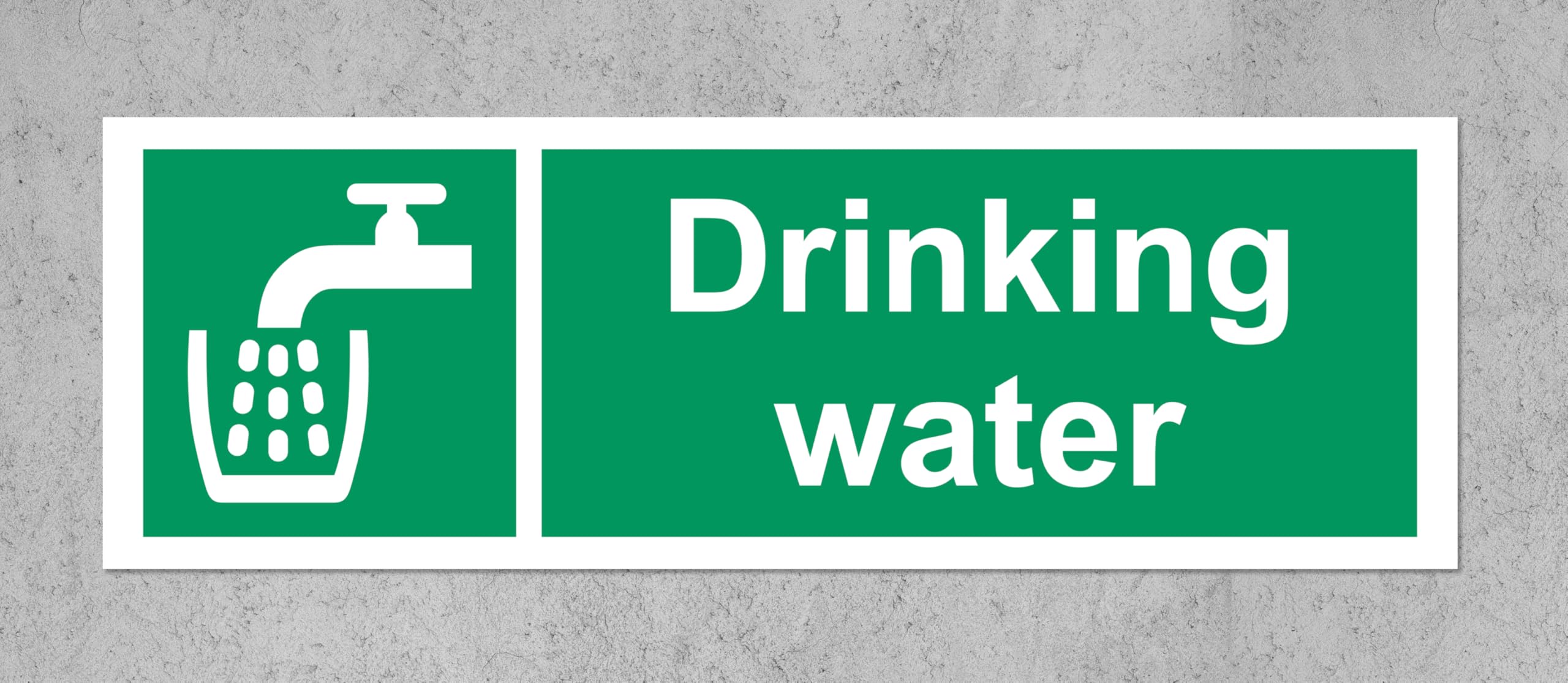 Drinking water safety sign - 1.2mm Rigid plastic 150mm x 50mm Case (Pack of 10)