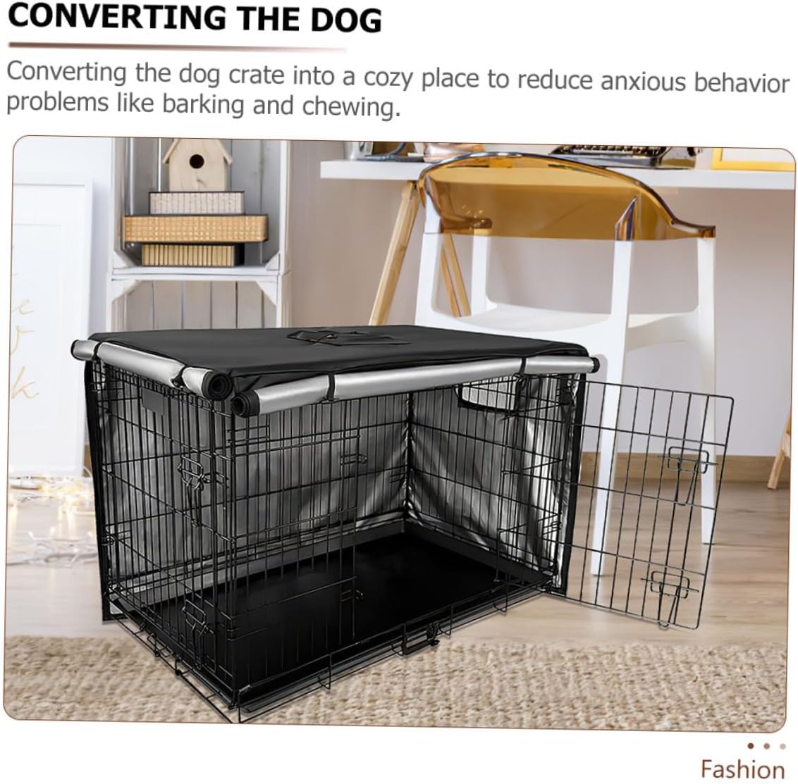 Kisangel Dog Cage Cover Pet Crate Cover Oxford Weatherproof Easy to Use Dog Supplies