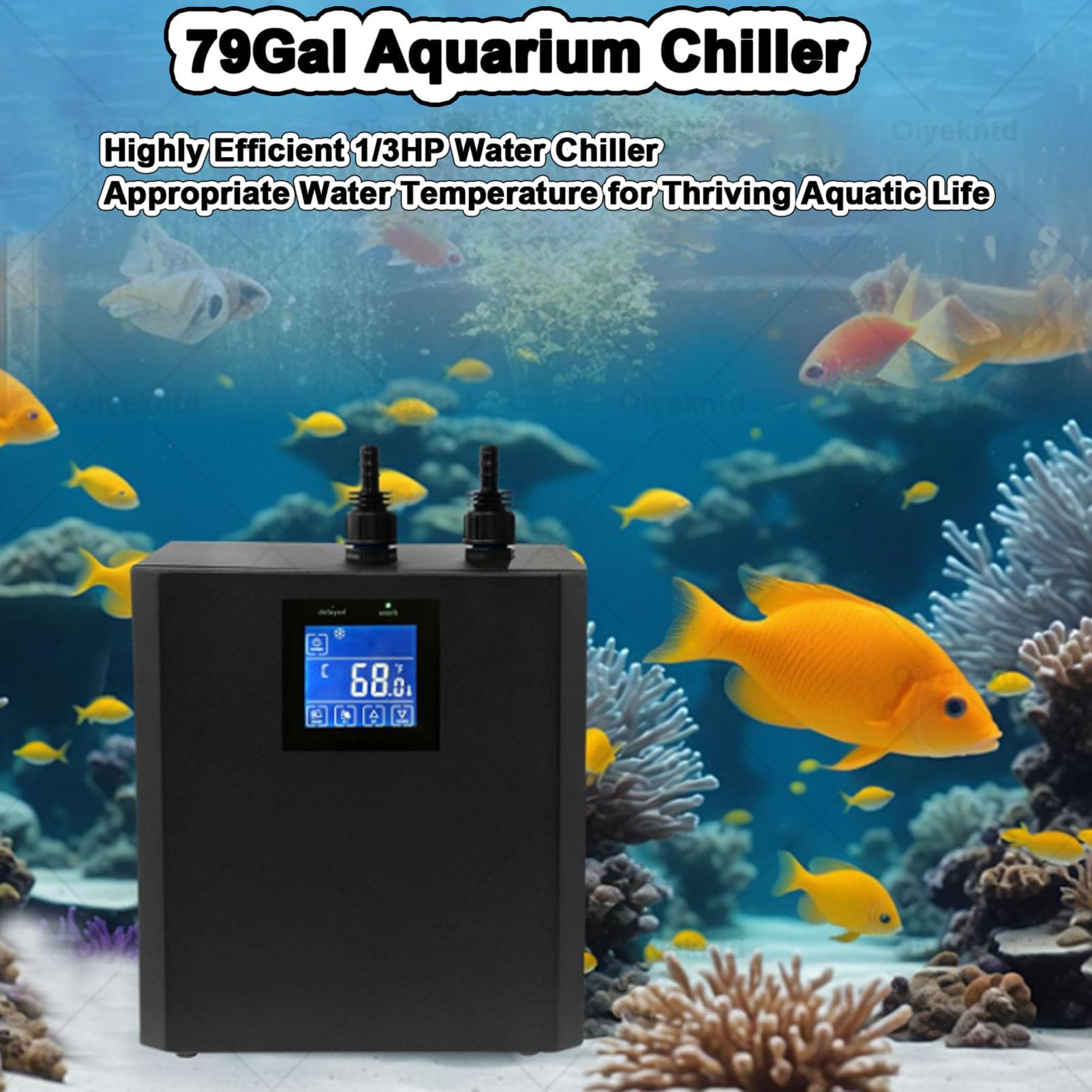 Refrigeratore per acquario, 79 galloni, refrigeratore d'acqua da 1/3 HP per immersioni fredde, sistemas di raffreddamento idroponico per acquario per axolotl, coralli, gamberetti con pompa dell'acqua