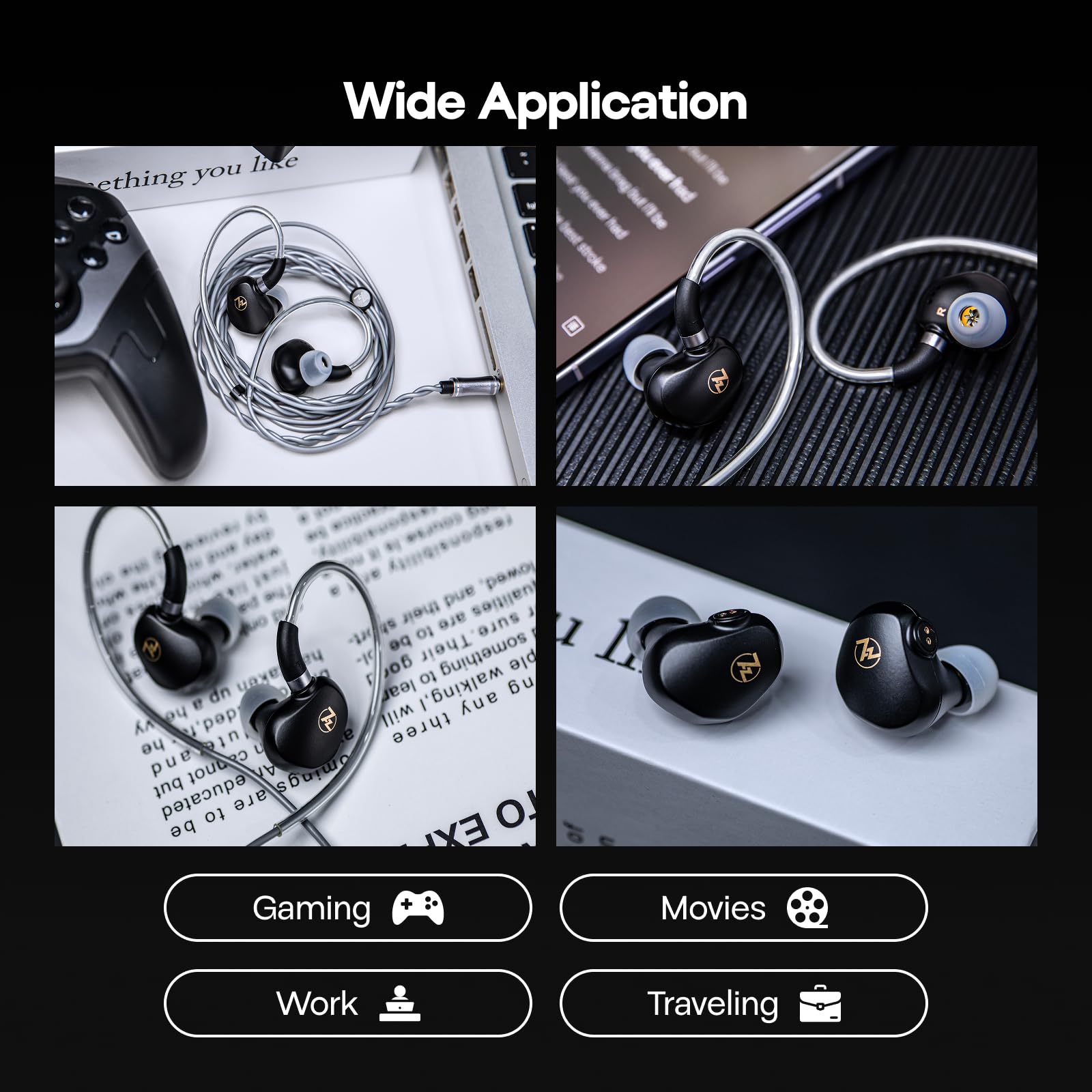 Auricolari per monitor ad alte prestazioni 7HZ G1, driver dinamico con diaframma DLC da 10 mm, auricolari HiFi cablati con cavo OFC placcato argento staccabile per musicisti audiofili
