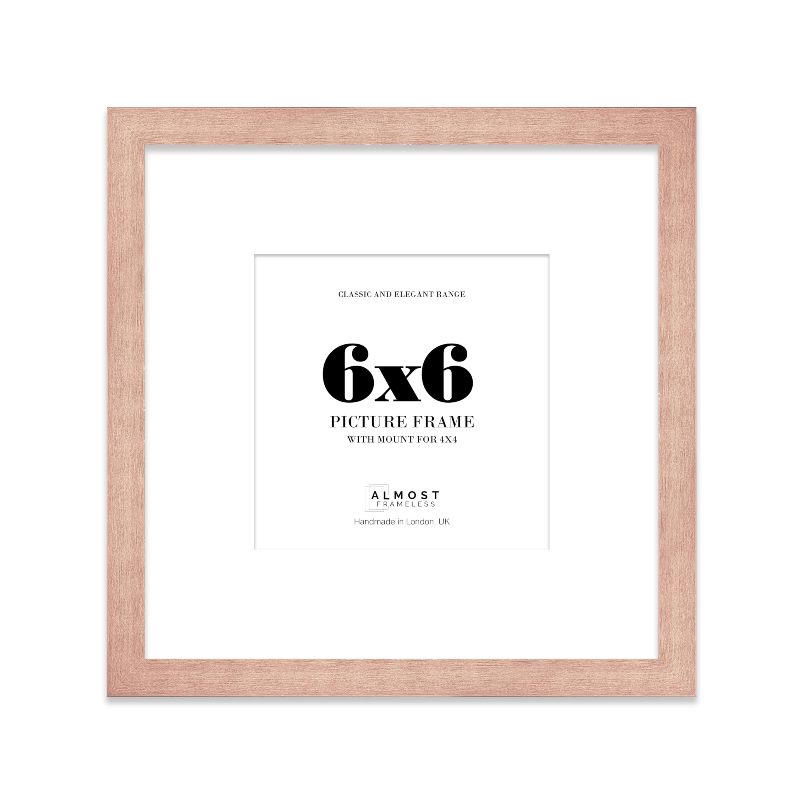 6x6 Bronze Picture Frame with Mount for 4x4 Photos, Prints - Modern Square Wall Frame, 1 Pack