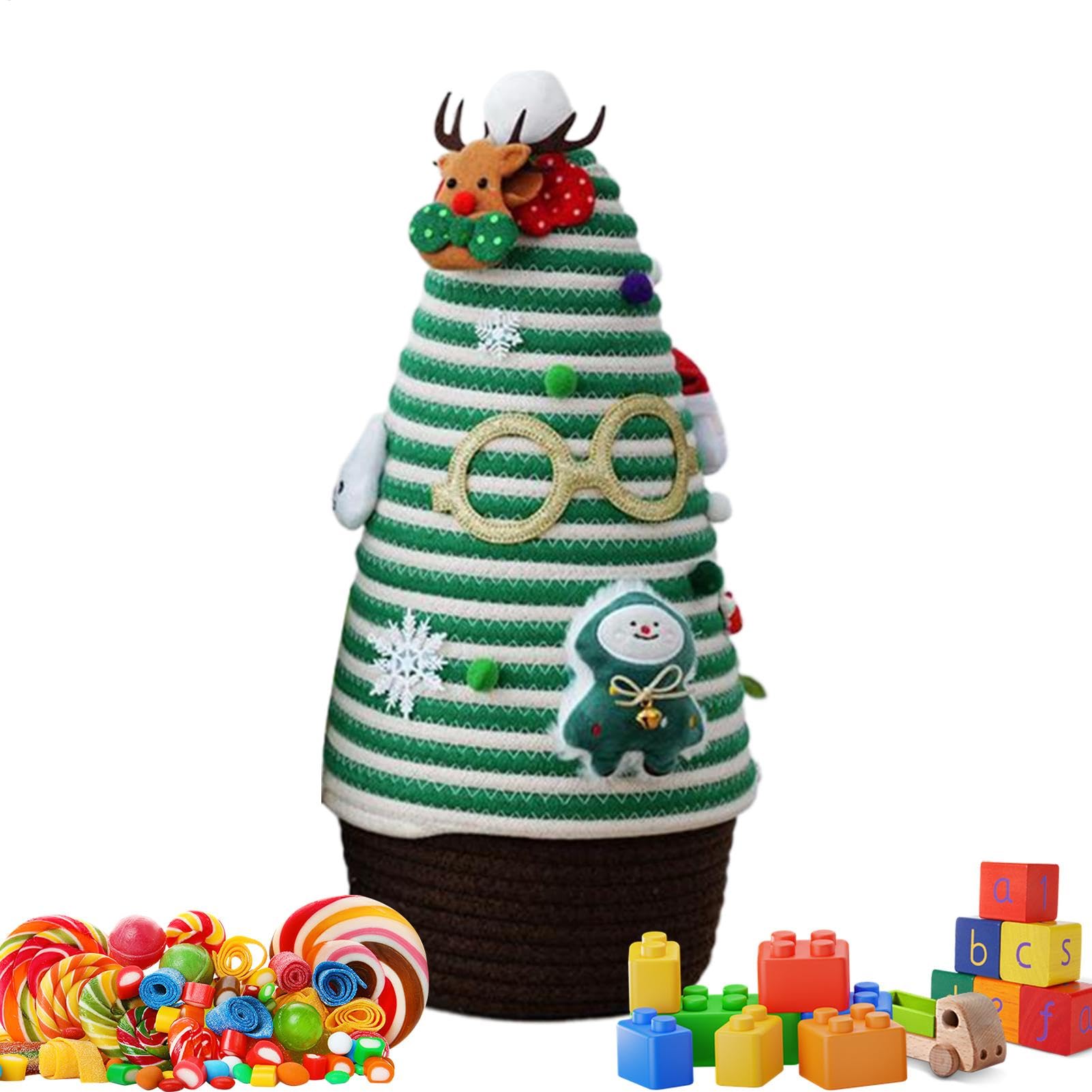 Cesta de almacenamiento de Navidad, cesta de almacenamiento de Navidad, caja de almacenamiento en de árbol de Navidad, cesta decorativa de cuerda para dormitorio, escritorios