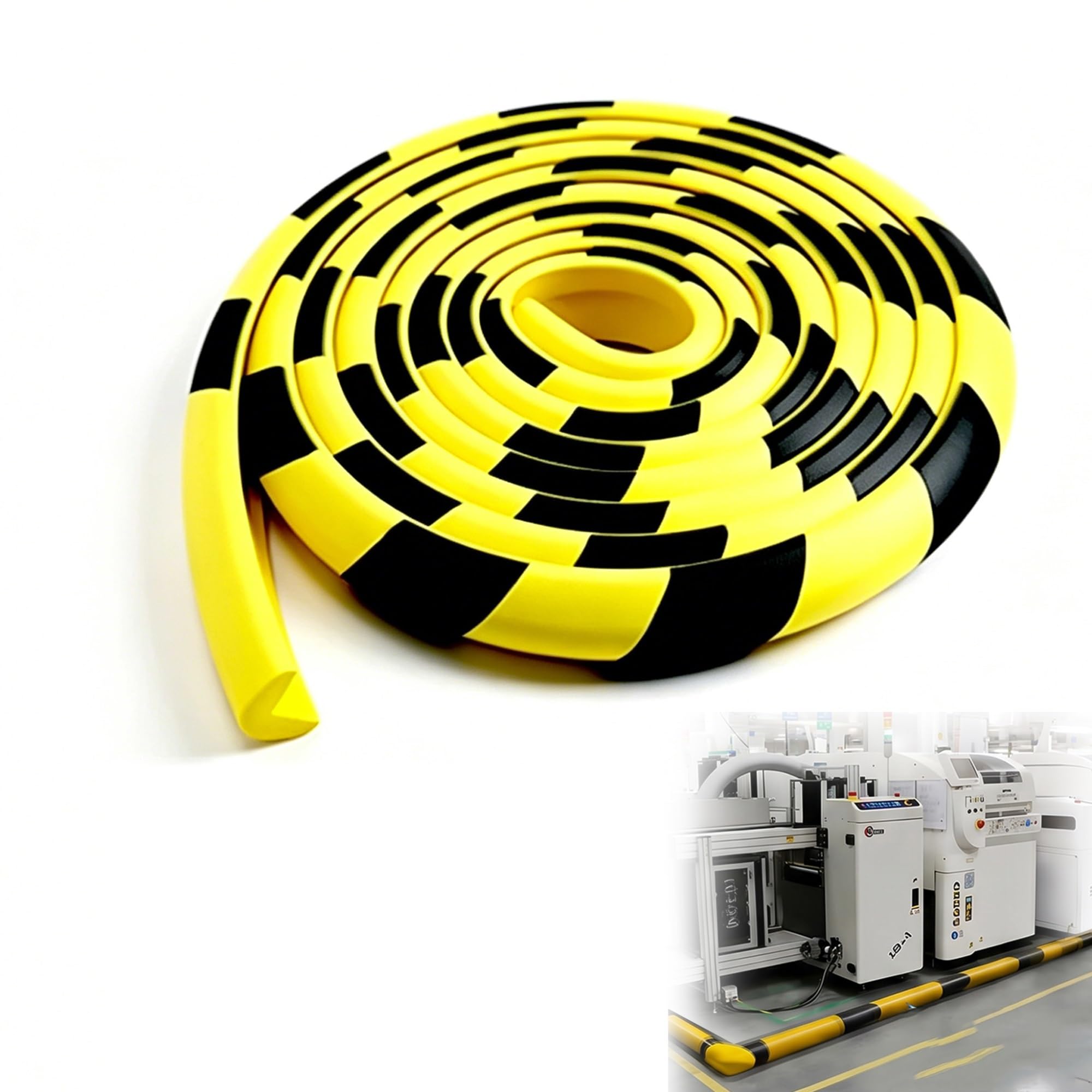 L-Shaped Foam Rubber Corner Guards, 197in Self Adhesive Yellow Black Safety Bumpers, High Visibility Edge Bumper for Garage, Parking Columns