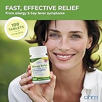 Vista 3 de Ohm Cetirizina 10 mg, alivio de la alergia durante todo el día (100 unidades) tabletas antihistamínicas para alergias en interiores y exteriores