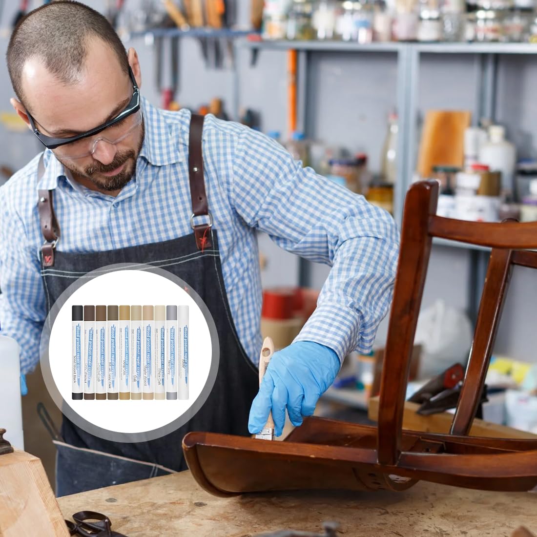 10 pezzi Riparazione di Piastrelle, Set Riparazione di Gres, Kit di Riparazione Mobili in Legno, Riparare per Riparare Crepe, Fori, Graffi, Parquet, Mobili, pastelli a cera per la rimozione di graffi