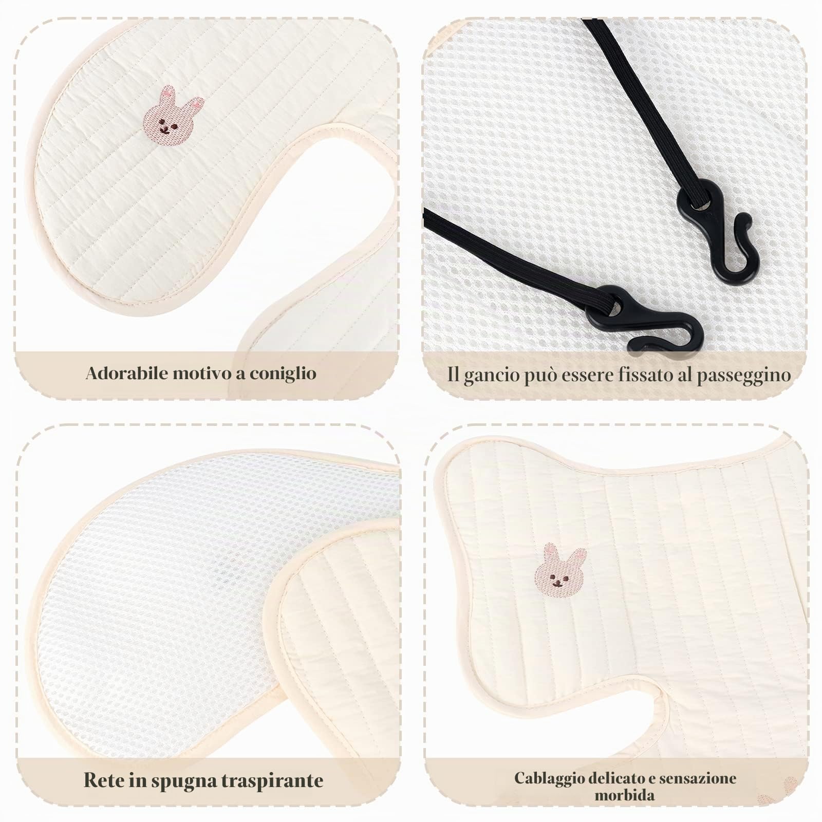 LUFEIS Cuscino per Passeggino, Materassino Passeggino Universale, Copriseduta Passeggino Antisudore, Cuscino Ovetto Auto Estivo Traspirante, Materassino per Passeggino Seggiolino, Seggiolino Auto
