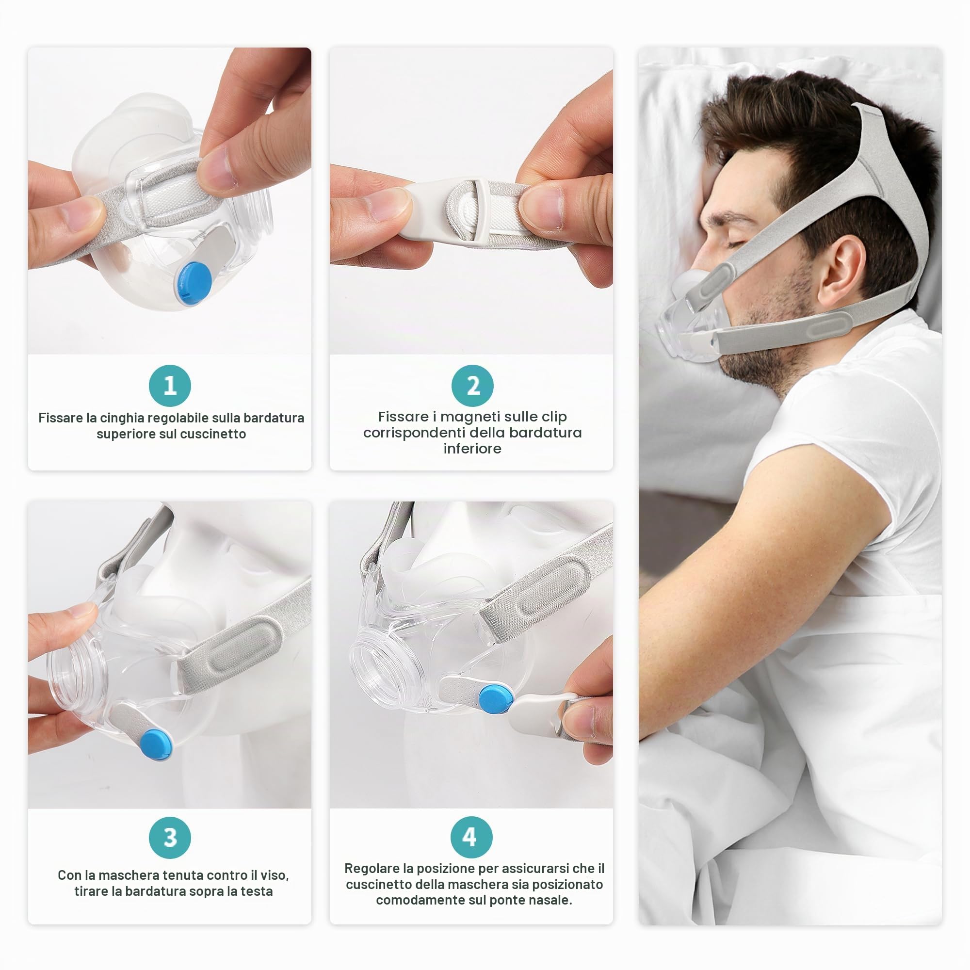 Confezione da 2 copricapi compatibili con Airfit F30, copricapo di ricambio con maggiore elasticità, include 2 copricapi e 4 clip, cinghia flessibile per una vestibilità comoda e tenuta, fornita da