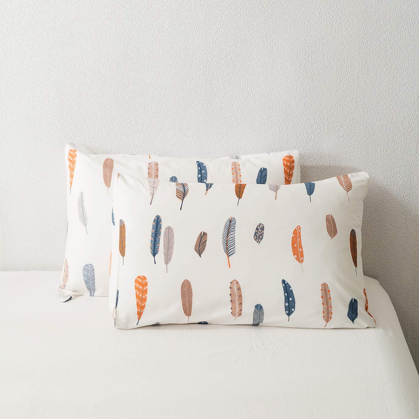 SUSYBAO - Juego de 2 fundas de almohada, 100% algodón, diseño estampado, cierre de sobre, calidad de hotel, suave, decoración del hogar, cómodo, fácil cuidado, lavable a máquina