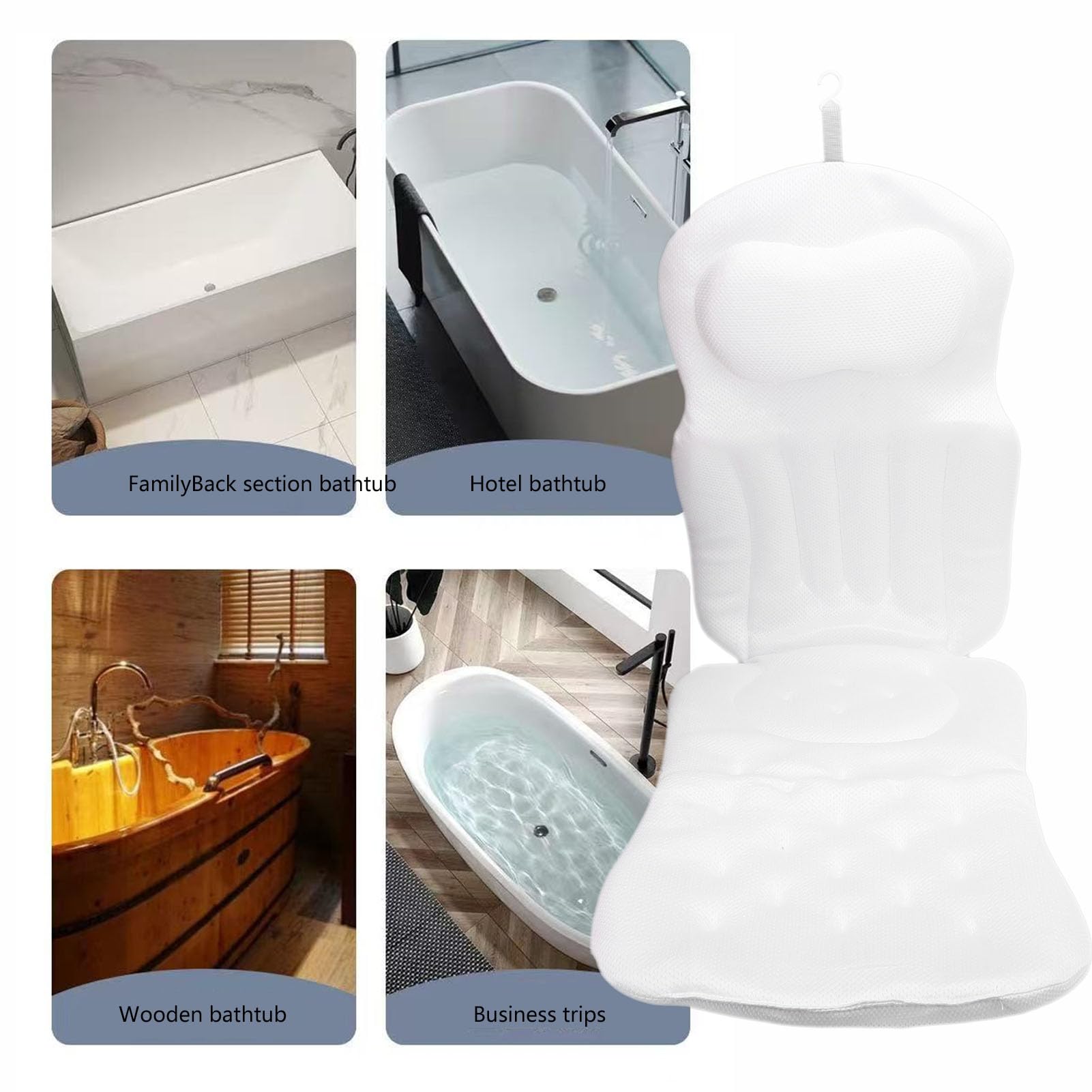 CHICIRIS Almohada para Bañera, Cojín de Malla Transpirable de Alta Elasticidad para Soporte del Cuello, Reposacabezas de SPA para Relajarse en Casa