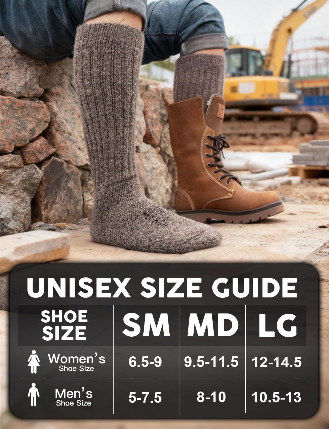 Alpaca Wool Knee High Terry Lined Boot Socks Heavyweight,Winter Thick Warm Fleece Thermal Moisture Wicking - Image 3