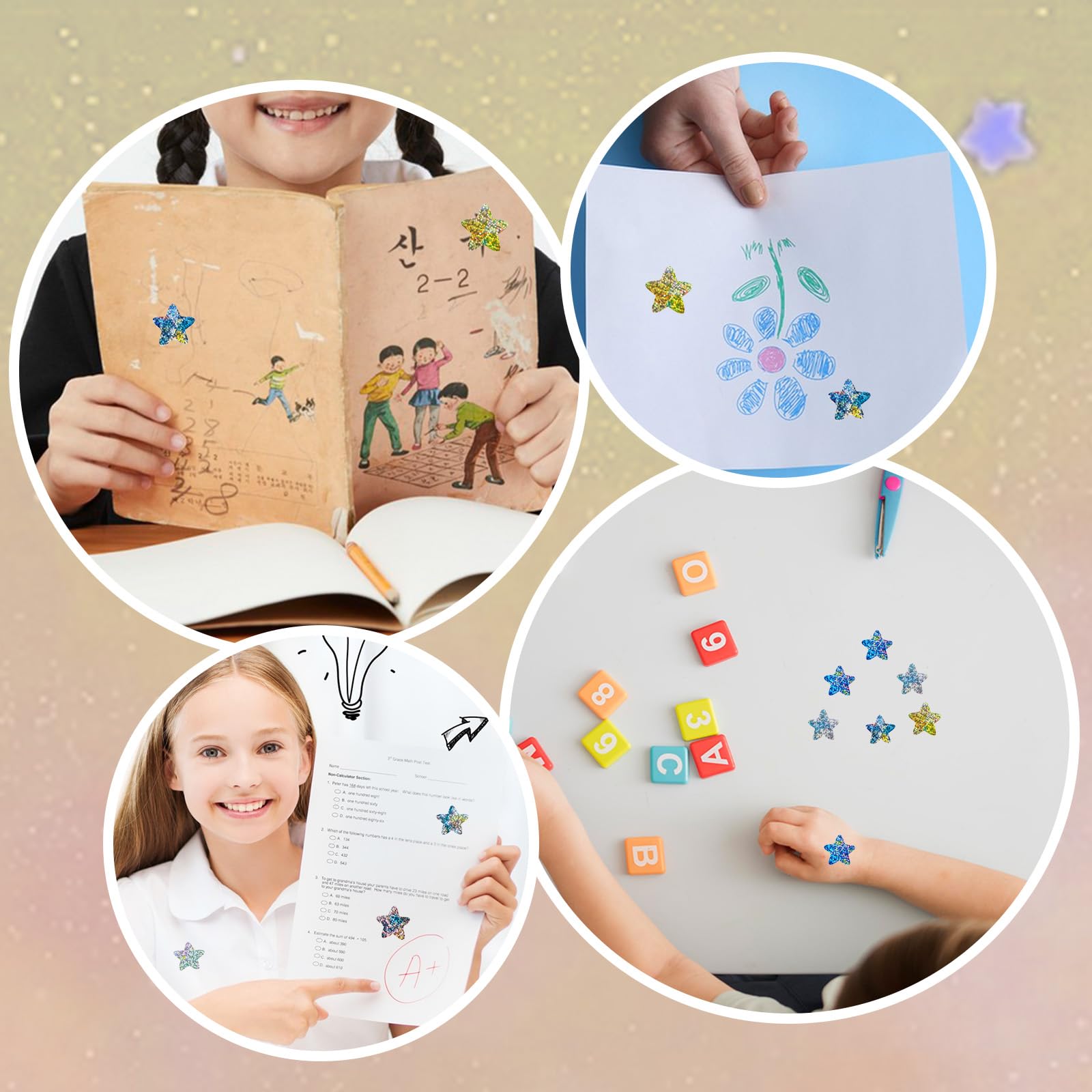 Etichette Premio Bambini 1200 Adesivi Stella Dorata Olografici - 1.5cm, Per Premi Bambini, Scuola, Lavoretti Creativi Adesivi Stella Bambini