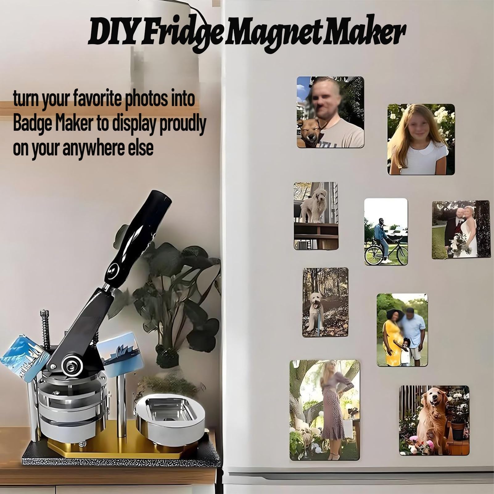 MáQuina para Hacer Imanes FotográFicos, MáQuina para Hacer Botones con Imanes para Refrigerador, Kit De Prensa para Insignias Cuadradas Personalizadas Magnets-200pcsMaterial
