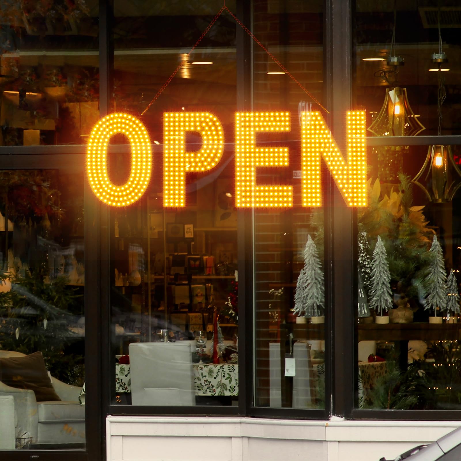 LED Open Sign for Business 30x10 Inch Gold Dimmable Warm Light Large Bright