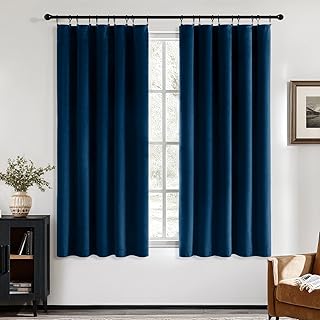 MIULEE Navy Blue Velvet Curtains 63 Inch Long Luxury Super Soft Thermal Insulated Blackout Curtains Room Darkening Drapes Rod Pocket Design for Bedroom Living Room Set of 2 Panels, W40 x L63 Inch