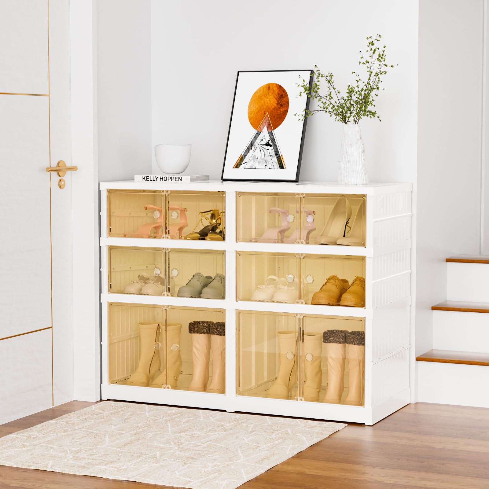 YIFORShoe Rack, Light Brown, 3 Tiers-12 Pairs