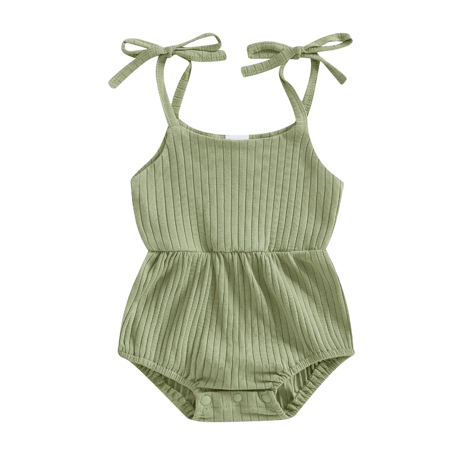 Newborn Infant Baby Girl Romper Ribbed Knit Sleeveless Spaghetti Strap One Piece Jumpsuit Bodysuit Summer Clothes
