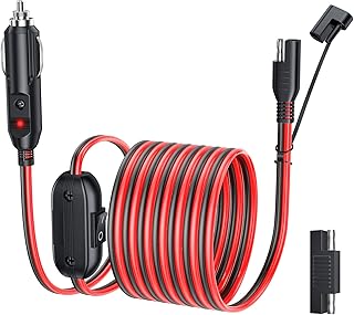 EXTRACTME Cigarette Lighter SAE Battery Charger Cable, 16AWG 12V Cigarette Lighter Plug to SAE Quick Release Adapter Extension Charging Cable with Switch and SAE Reverse Polarity Adapter - 10FT