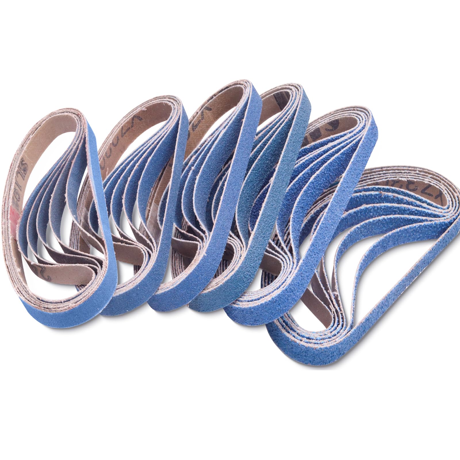 36 Pcs 3/8 x 13 Inch Zirconia Sanding Belts, 3/8 Inch x 13 Inch Belt Sander Paper, 6 Each of 40/60/80/100/120/240 Grits Belt Sander Sanding Belts for