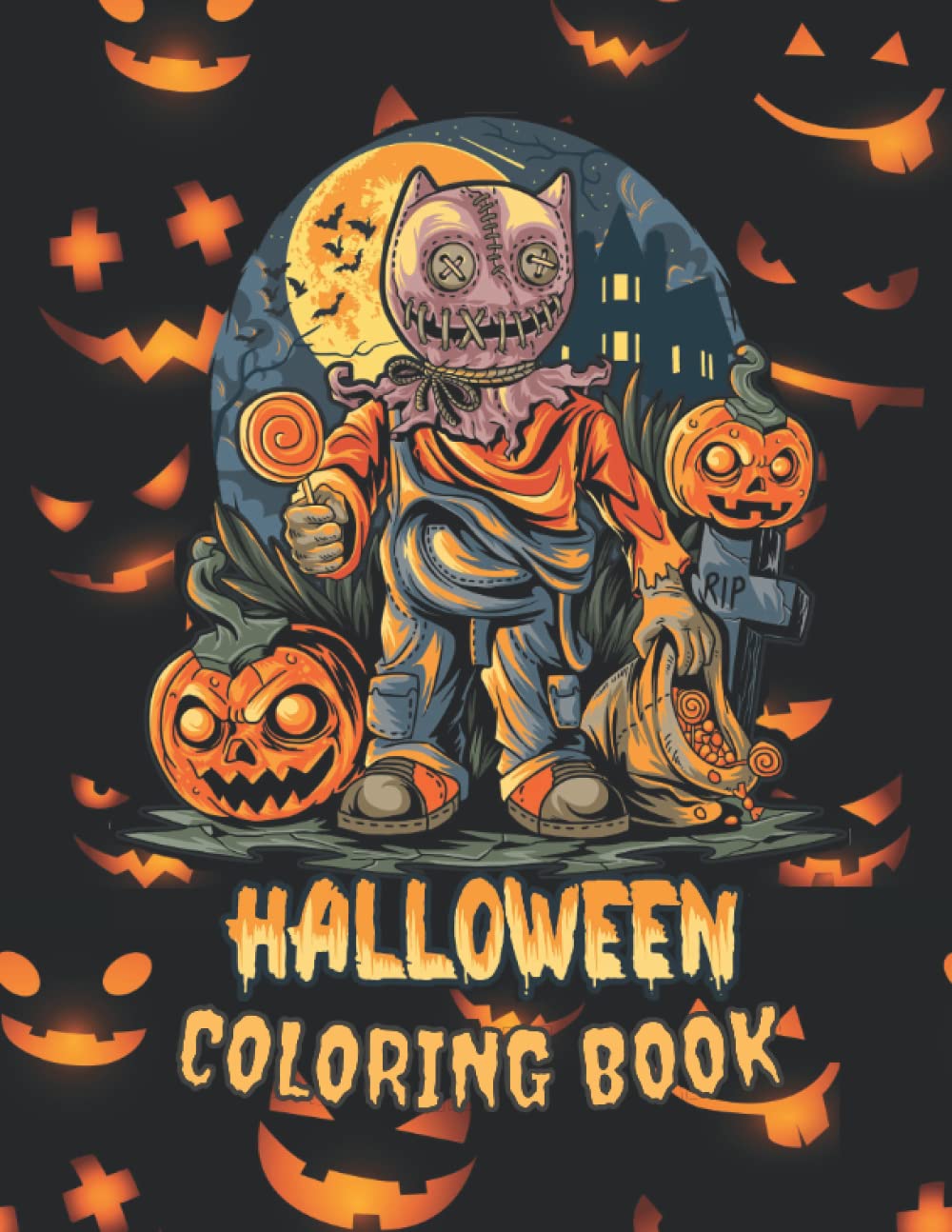 Halloween Adult Coloring Book: Black Background Halloween Pages to Color (Coloring books for adults)
