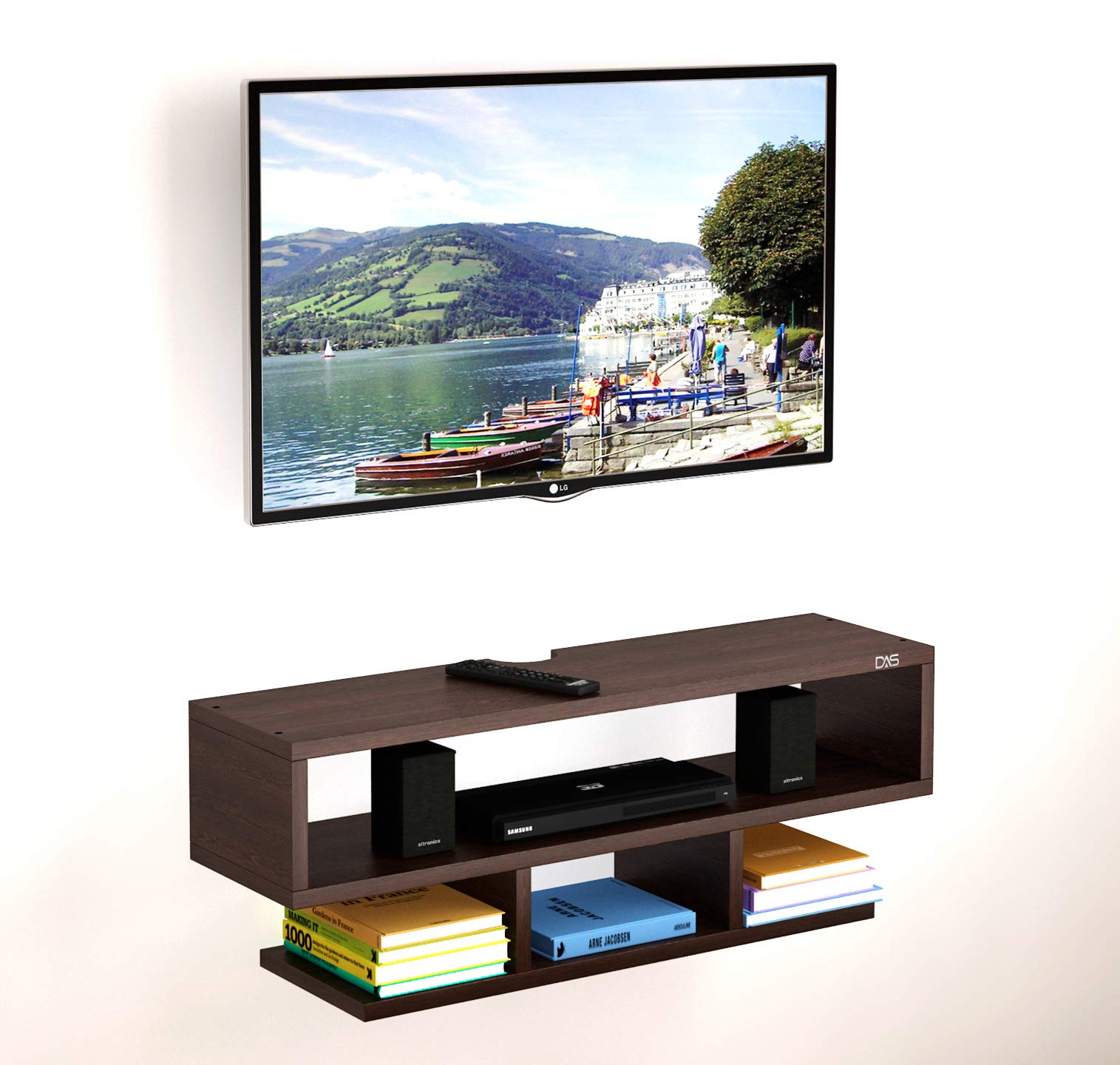Wall Mount TV Entertainment Unit/with Set Top Box Stand for Living Room Wenge (Ideal for up to 42") Screen- Santiago-image-42