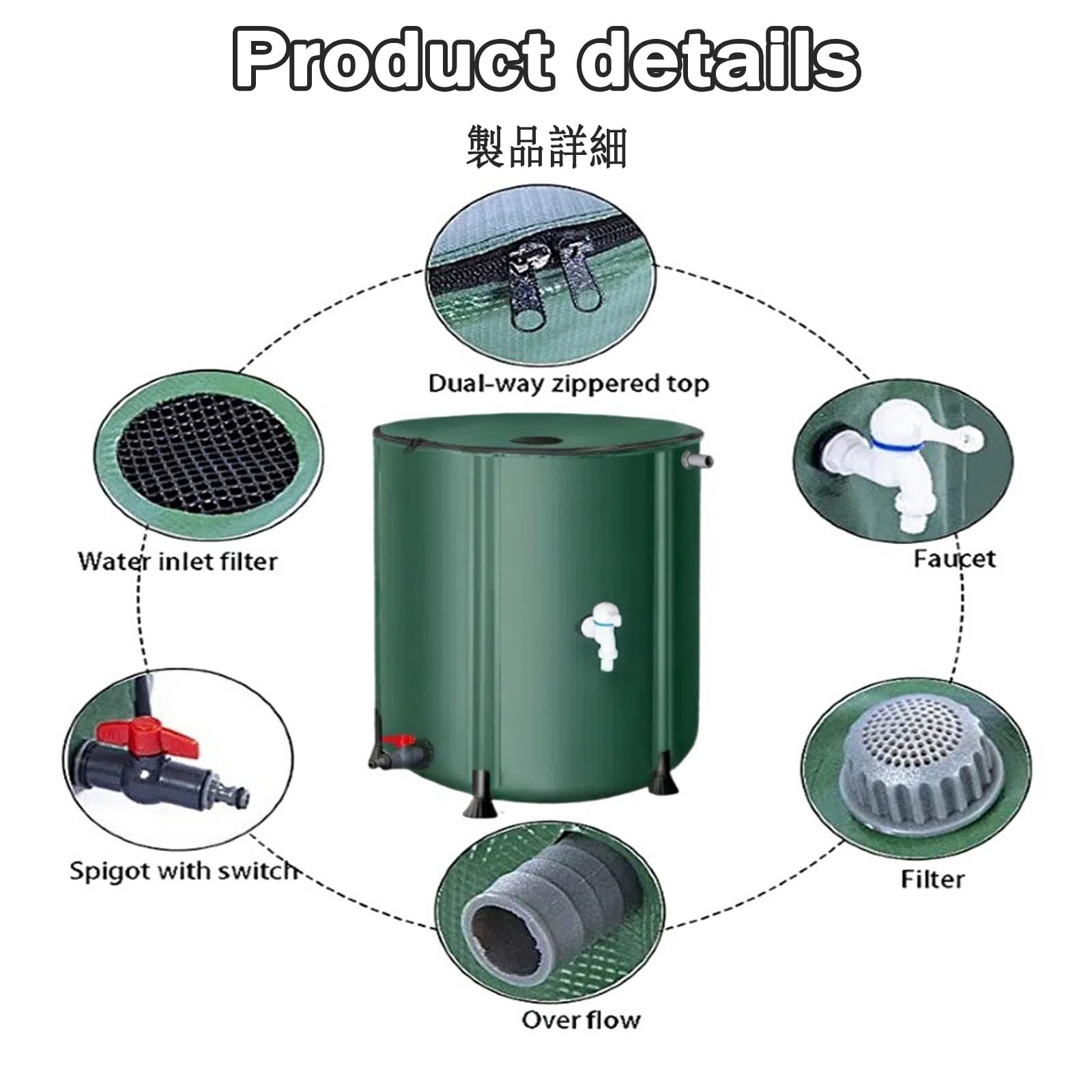 Bidón con Grifo，depósito De Agua Portátil，Tejido Resistente Al Desgaste, Gran Capacidad De Almacenamiento De Agua, Gran Adaptabilidad Y Amplia Aplicación.(Black,1000L)