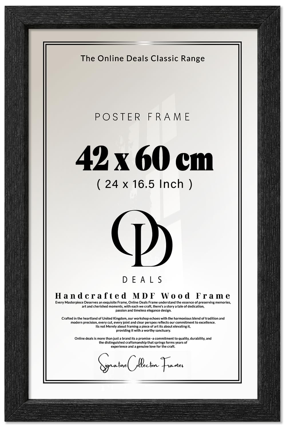 OD Deals — Modern (42 X 60 CM) Poster Frame | Perspex Front For Crisp Viewing | Vertical And Horizontal Orientation | Sleek Black Border For Home Décor And Art Galleries | 24 X 16.5 Inch