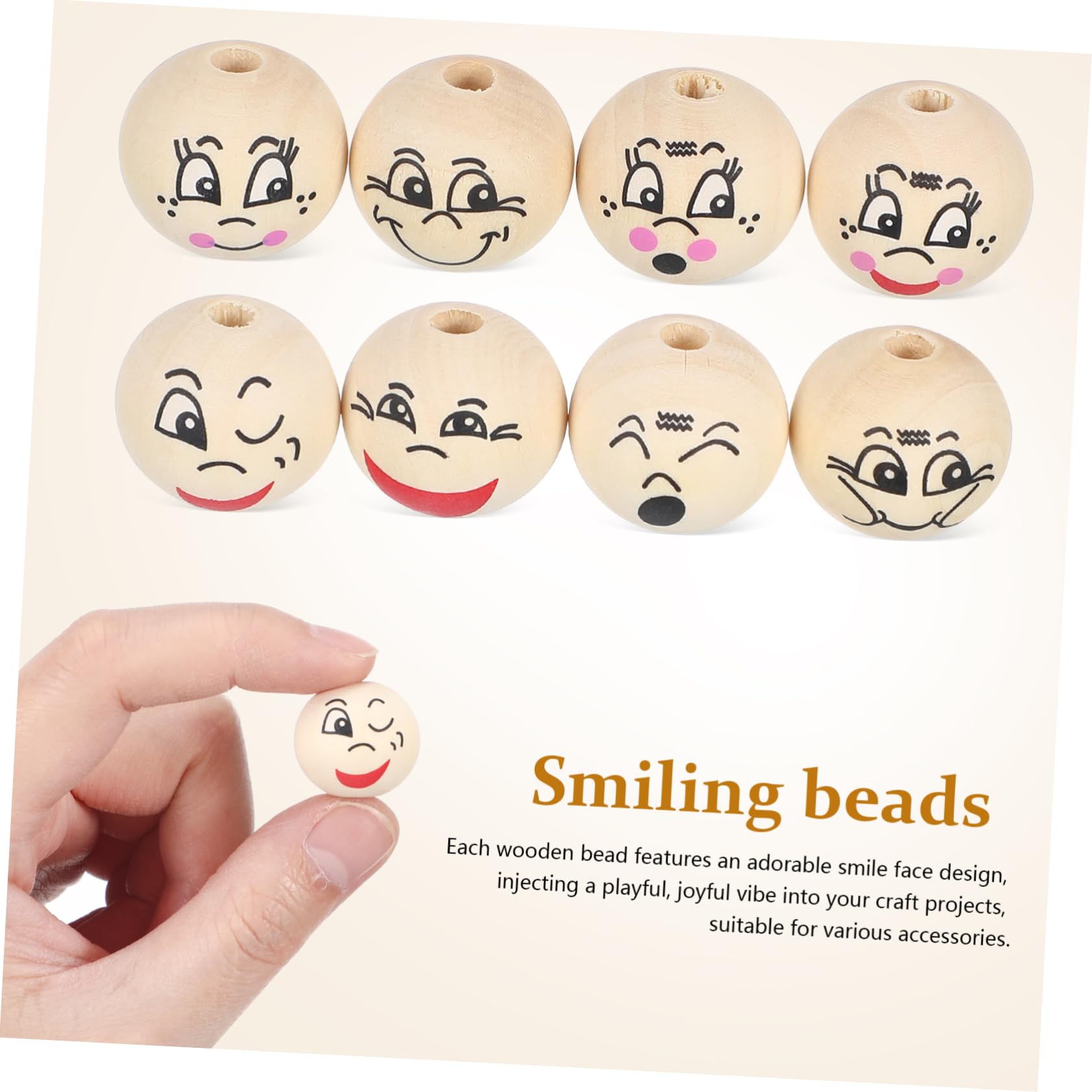 Smile Beads Holzperlen 20mm für Schmuck und Basteln