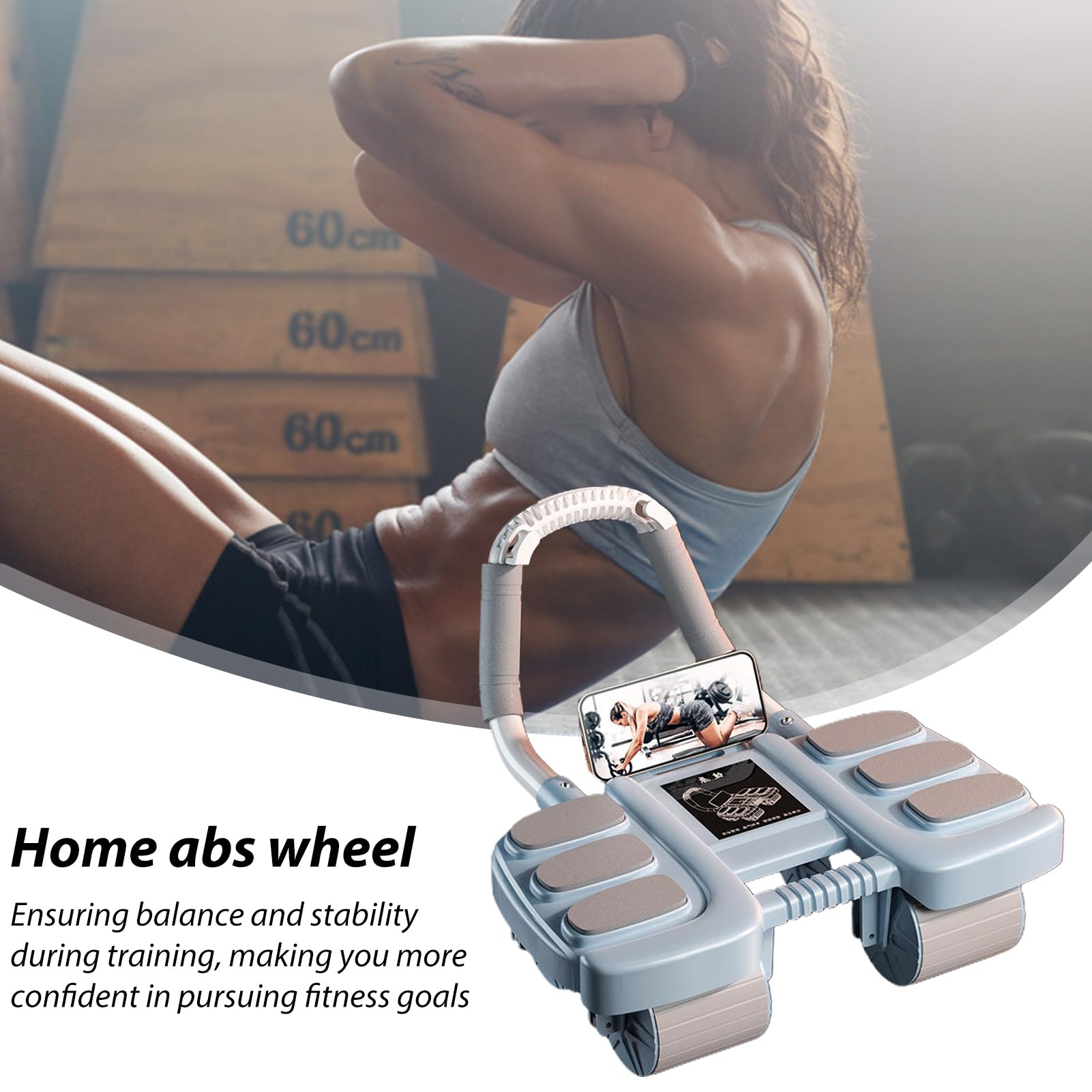 Abdominal Rad Ab Roller, Abdominal Rad, Kleine Übungsrolle, Auto Rebound Krafttrainingsausrüstung, Fitness Trainingsrad in