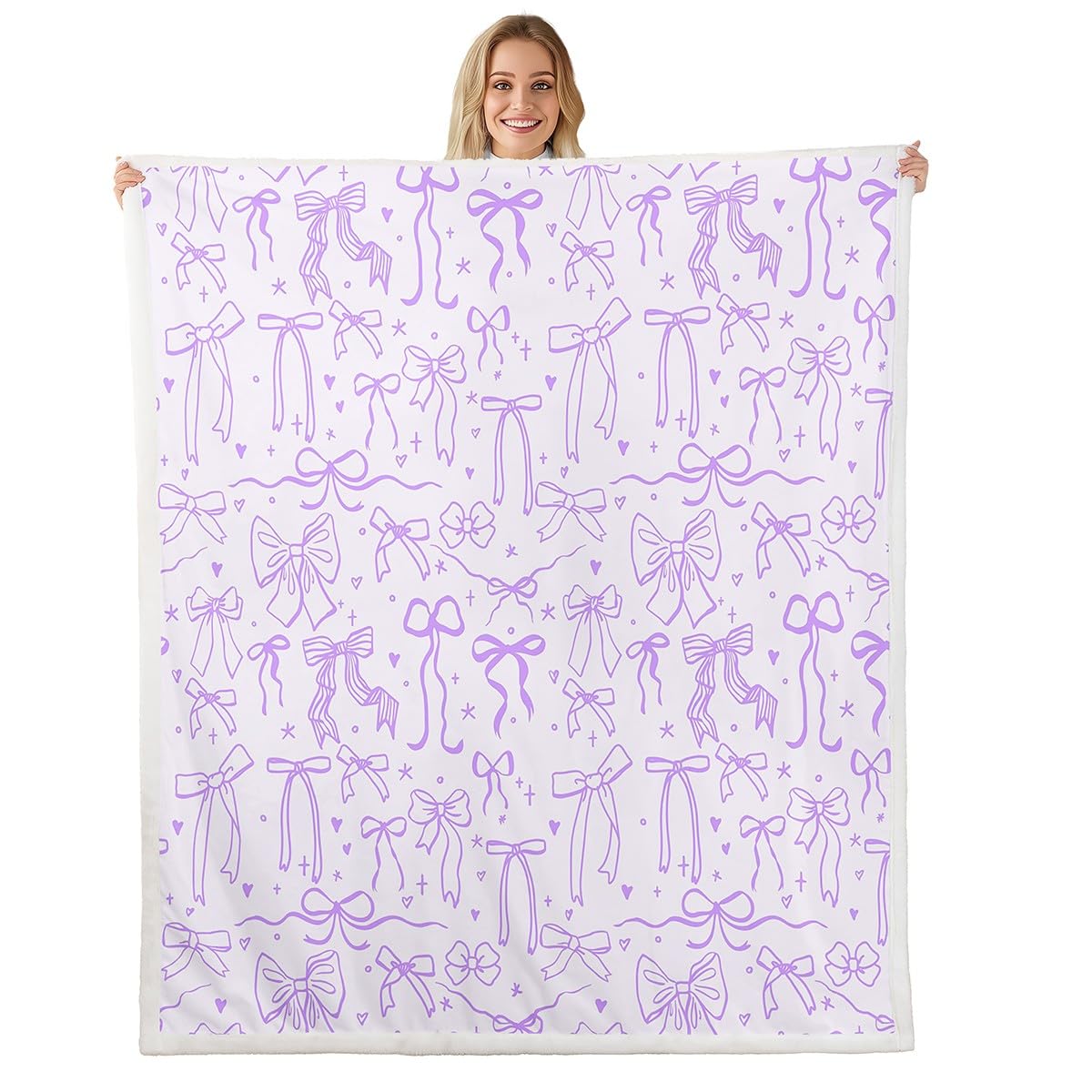 feelingyou Kawaii Cat Kids Throw Carpet,Pink Bowknot Decor Cat Blankets,Sweet Pet Animals Fleece Blanket for Girls Teens Woman Room Decor,Princess Bow Girly Sherpa Rug,for Chair/Sofa,60"×80"