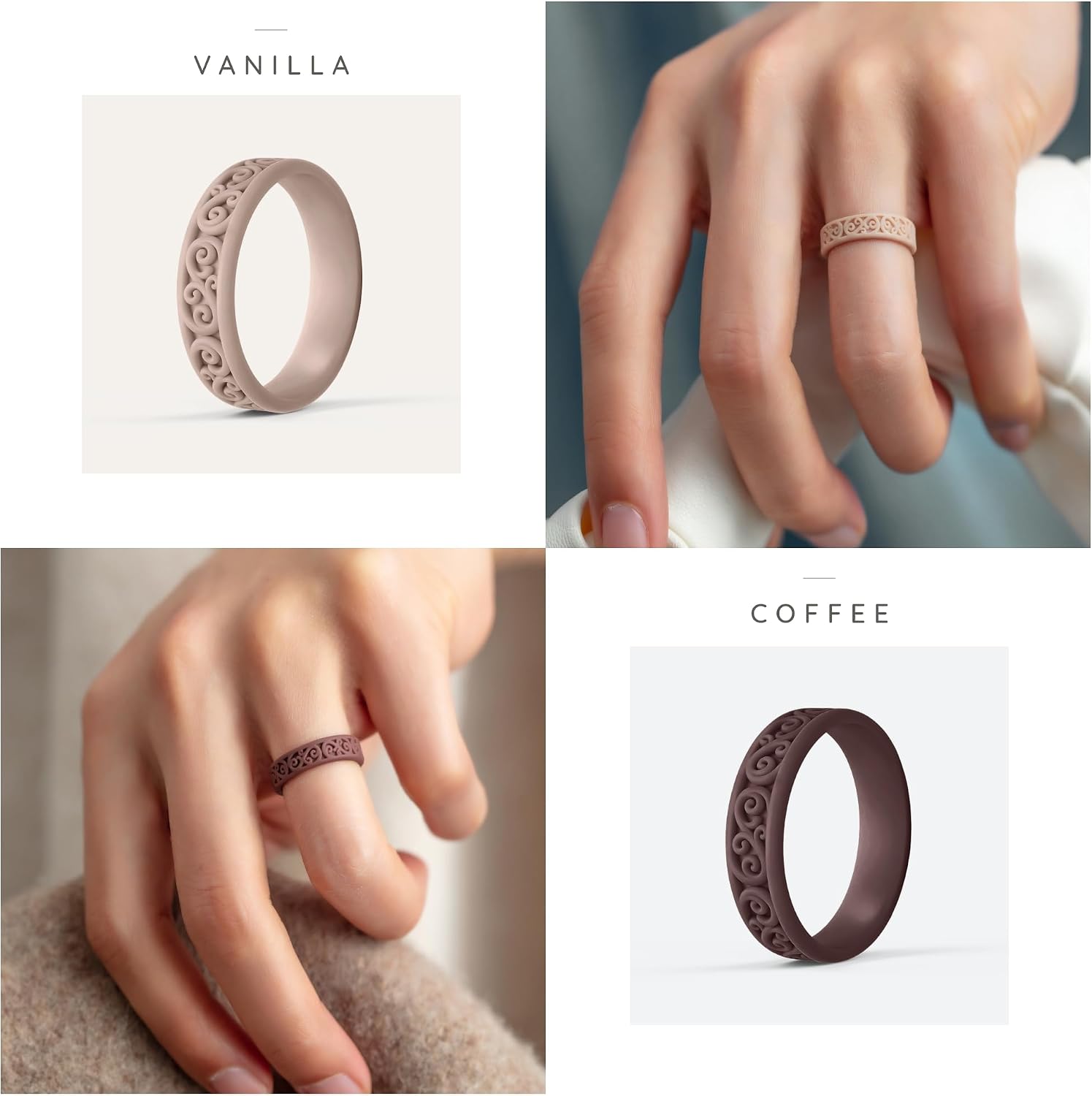 ThunderFit Silicone Rings for Her, Wedding Bands for Women, Modern Classic Bridal Sets, 5.5mm Wide, 1.9mm Thick, Women's Rubber Engagement Bands, Variety Multipack 4-6