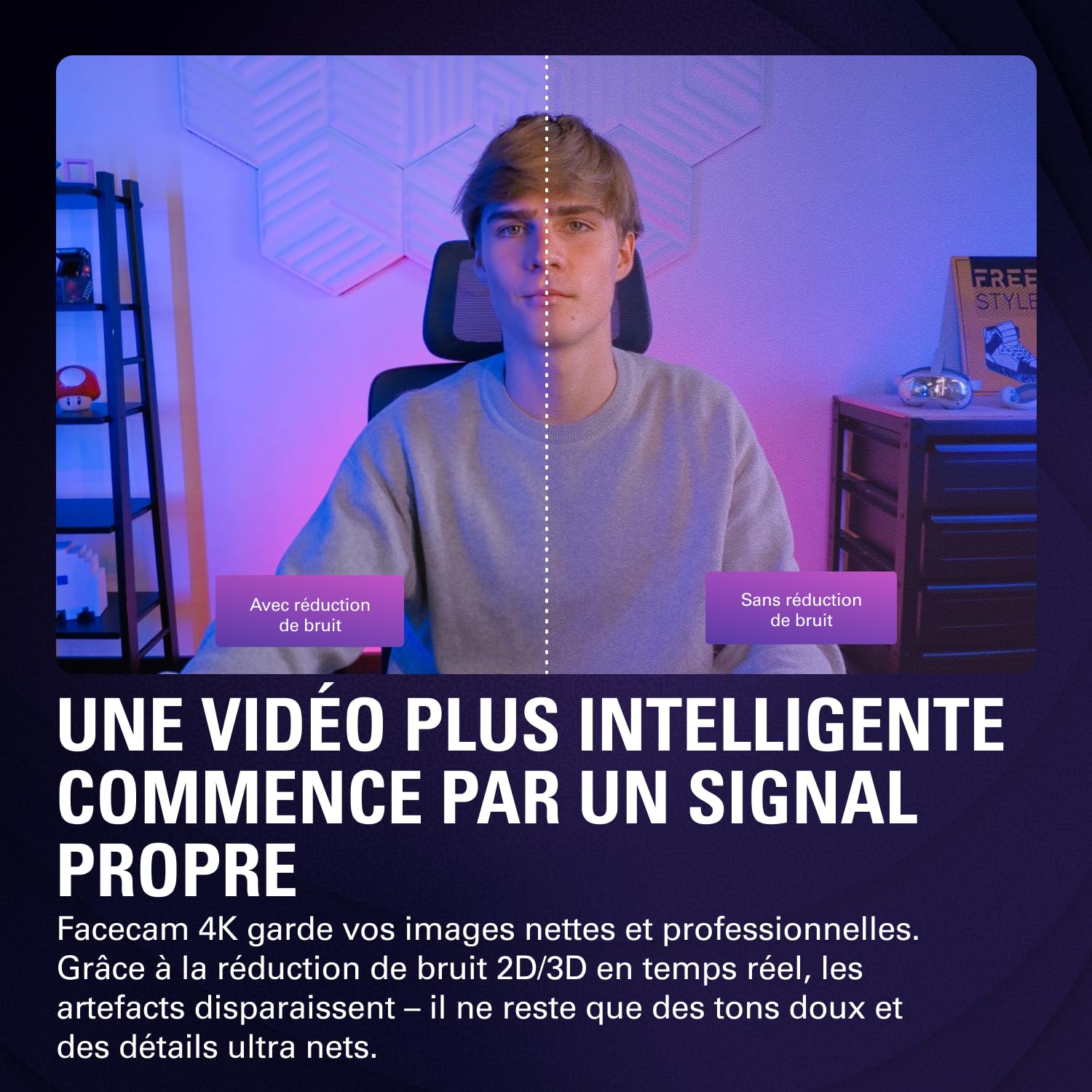 Elgato Facecam 4K – Webcam Studio 4K60, Contrôle de Type DSLR, Effets cinématographiques, Filtres d’Objectif 49 mm, HDR, Vidéo Non compressée, Zone de Mise au Point optimisée | USB-C pour PC et Mac