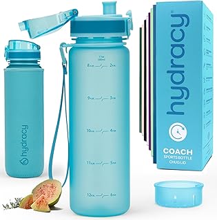 Hydracy Water Bottle with Time Marker -Large BPA Free Water Bottle & No ...
