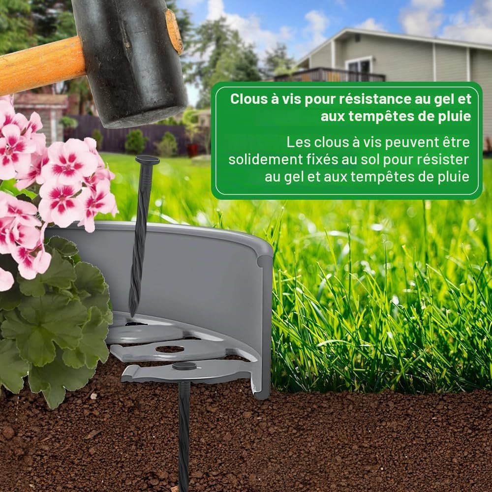 Bordure de Jardin Flexible 10m × 5cm, Bordures de Jardin avec 30 Piquets d'ancrage, Bordure Jardin Exterieur Plastique, Bordurette de Pelouse Flexible, Bordure de Gazon Piquet Idée de Jardin (Noir)