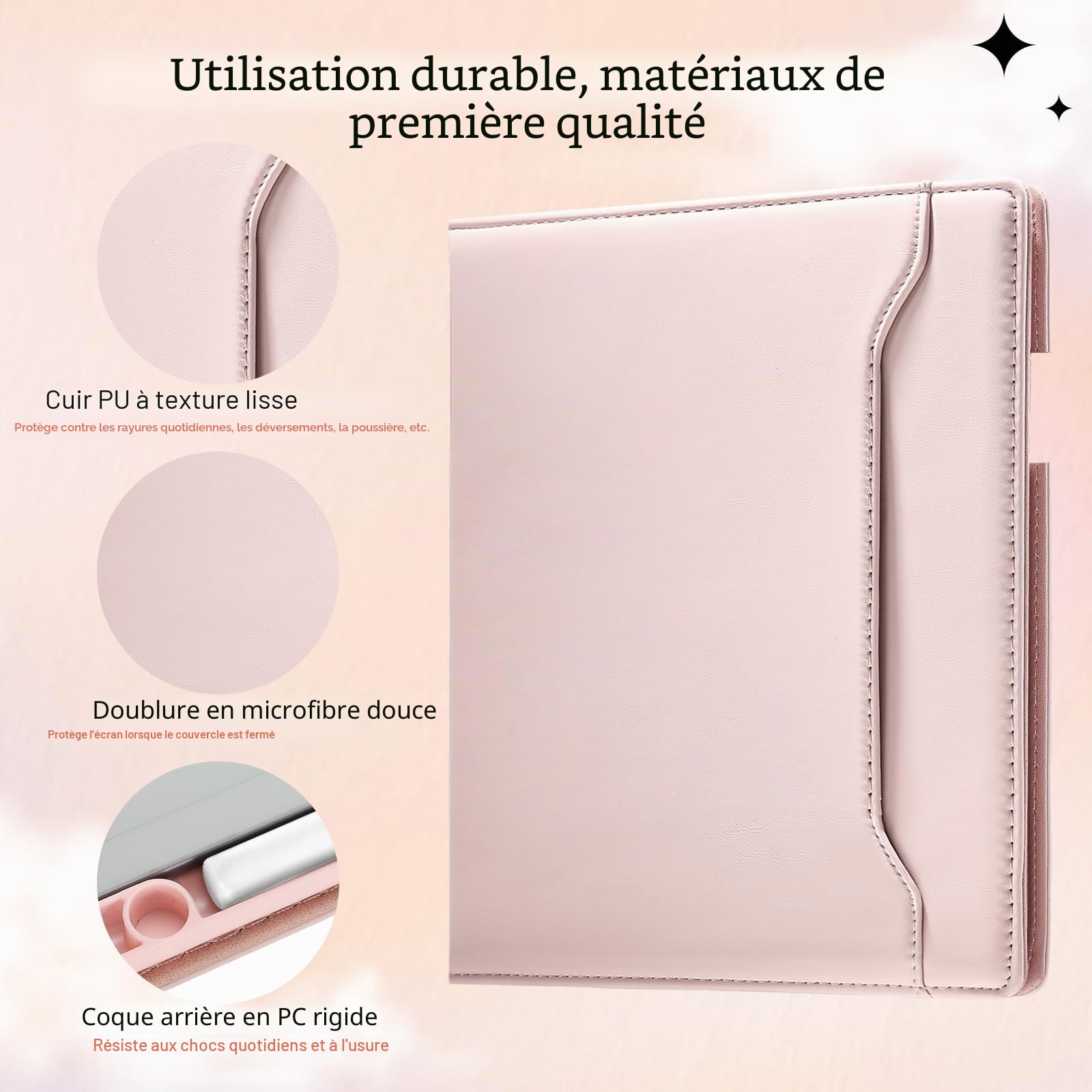 E NET-CASE Étui pour Remarkable Paper Pro 2024 11,8", Étui PU pour cartes et porte-stylo, fonction veille/réveil automatique, pour Remarkable Pro 11,8" (noir ou marron)